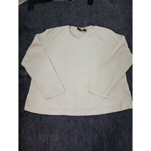 Guide Series Women’s 2XL Ivory Cream V-Neck Long Sleeve T-Shirt 100% Cotton Soft
